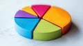 Bright 3d pie chart on top of a blurred financial report, symbolizing data analysis Royalty Free Stock Photo