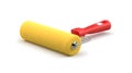 Bright 3D Yellow Foam Paint Roller with Red Handle Isolated Background Royalty Free Stock Photo