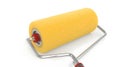 Bright 3D Yellow Foam Paint Roller with Red Handle Isolated Background Royalty Free Stock Photo
