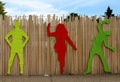 Bright dancing silhouettes on the temporary fence near Next Gallery on Colfax Avenue in Denver
