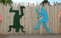 Bright dancing silhouettes on the temporary fence near Next Gallery on Colfax Avenue in Denver