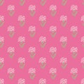 Bright dandelion silhouettes seamless pattern in floral ornament. Pink background. Botanic backdrop Royalty Free Stock Photo