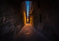 Bright and dark alleys of Valletta. The path to light. Malta.