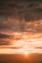 Bright And Dark Blue and Yellow Dramatic Sky Before Thunder. Cloudscape Royalty Free Stock Photo