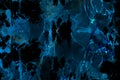 Bright dark and light blue alcohol ink neon abstract background. Modern deep glowing flow liquid watercolor paint splash texture Royalty Free Stock Photo