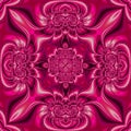 Bright dark pink square geometric mandala with silk effect