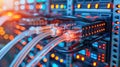 Fiber Optic Cables Connected to a Server: High-Speed Network Communication Royalty Free Stock Photo