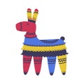Bright Decorated Llama Pinata as Festive Mexican Symbol Vector Illustration