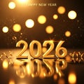 Happy New Year 2026 with Floating Golden Elements Royalty Free Stock Photo