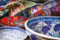 Bright decorative painted ceramic plates