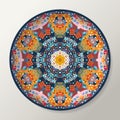 Bright decorative plate with mandala ornament. Moroccan motifs. Vector illustration Royalty Free Stock Photo