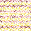 Bright delicious sweet cute lovely tasty yummy summer strawberries and banana horizontal pattern watercolor