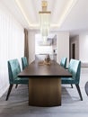 Bright dining room in contemporary style, with designer dining table and chairs Royalty Free Stock Photo