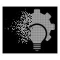 Bright Disintegrating Pixel Halftone Bulb Configuration Gear Icon