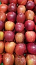 Bright display of fresh fruit in the market. group of red, healthy and sweet apples, suitable for the whole family, In a perfect Royalty Free Stock Photo