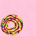 Bright donut with colored glaze on an abstract background