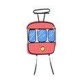 Bright Doodle Illustration of Traditional Public Tram