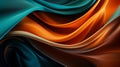 Bright draped silk backdrop. Satin luxury curtain background. Shiny liquid fabric.