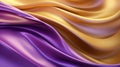 Bright draped silk backdrop. Satin luxury curtain background. Shiny liquid fabric.