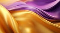 Bright draped silk backdrop. Satin luxury curtain background. Shiny liquid fabric.