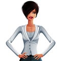 Bright drawing of a gorgeous brunette mulatto business lady Royalty Free Stock Photo