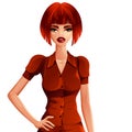 Bright drawing of gorgeous red-haired Caucasian business