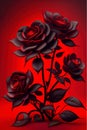 bright drawing of a red rose close-up on a red background, congratulations