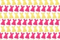 Bright dress pattern. Pink and yellow dresses on white background