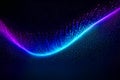 Neon Cyber Wave Background with Blue and Violet Particles in Motion Royalty Free Stock Photo