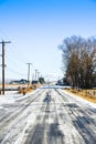 Country Road In Frozen Snow, Ellensburg, WA, USA