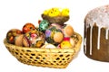 The bright Easter eggs in an anthodium Royalty Free Stock Photo