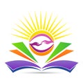 Education emblem for bright friendly knowledge sharing logo