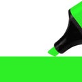 Bright electric fluorescent neon green felt tip pen marker highlighter painting large UFO background, isolated vertical blank Royalty Free Stock Photo