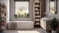 Bright elegant bathroom interior in a luxury house