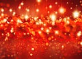 Bright and elegant red sparkly background with stars for Christmas. Generative AI Royalty Free Stock Photo