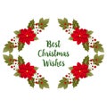 Bright elegant red wreath frame, for wallpaper of card best christmas wishes. Vector Royalty Free Stock Photo