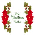 Bright elegant red wreath frame, for wallpaper of card best christmas wishes. Vector Royalty Free Stock Photo