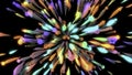 Bright emission of lines on a black background. Motion. Abstract multicolored lines spreading in space on a black Royalty Free Stock Photo