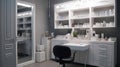 Bright empty cosmetology cabinet in modern beauty clinic. Interior of beautician room in aesthetic medicine salon. Medical office