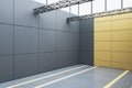 Bright gray garage interior. Warehouse concept. 3D Rendering