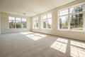Bright empty room with carpet and windows Royalty Free Stock Photo