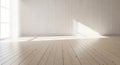Bright Empty Room with Sunlight Streaming Through Window and Casting Shadows on Wooden Floor Royalty Free Stock Photo