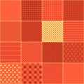 Bright endless patchwork background with different patterns in warm autumn colors