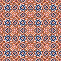 Bright ethnic abstract background. Seamless pattern with symmetric geometric ornament