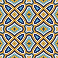 Bright ethnic abstract background. Seamless pattern with symmetric geometric ornament.