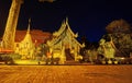Bhuridatto Viharn and sculptured Chedi of Wat Chedi Luang, Chiang Mai, Thailand