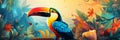 Bright exotic tropical bird toucan