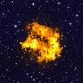 Bright explosion fire flash on space backgrounds Royalty Free Stock Photo