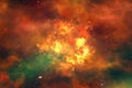 Bright explosion flash on a space background Royalty Free Stock Photo