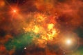 Bright explosion flash on a space background Royalty Free Stock Photo